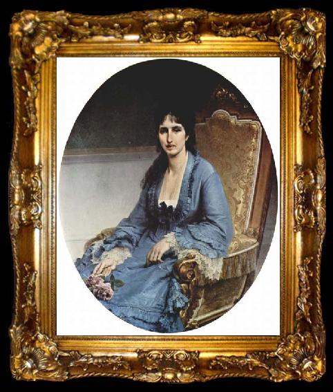 framed  Francesco Hayez Portrait of Antonietta Negroni Prati Morosini, Oval, ta009-2